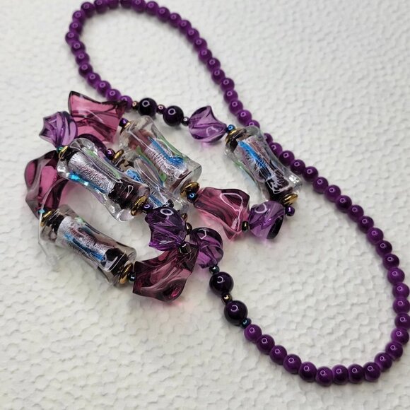 PURPLE Bead Necklace Casual Boho Summer Fashion Trendy Necklace - Picture 4 of 5